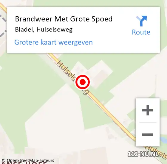 Locatie op kaart van de 112 melding: Brandweer Met Grote Spoed Naar Bladel, Hulselseweg op 25 februari 2022 23:10