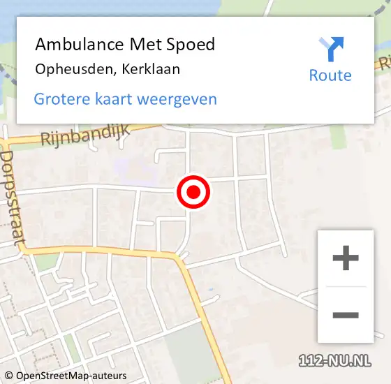 Locatie op kaart van de 112 melding: Ambulance Met Spoed Naar Opheusden, Kerklaan op 25 februari 2022 23:11