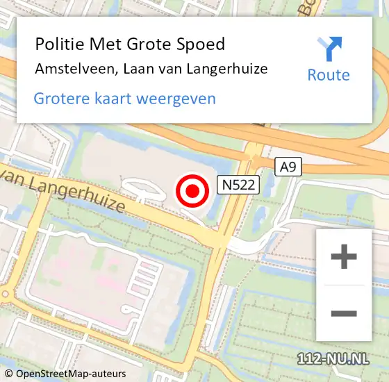 Locatie op kaart van de 112 melding: Politie Met Grote Spoed Naar Amstelveen, Laan van Langerhuize op 25 februari 2022 23:29