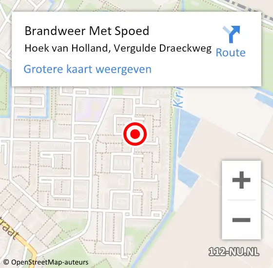 Locatie op kaart van de 112 melding: Brandweer Met Spoed Naar Hoek van Holland, Vergulde Draeckweg op 25 februari 2022 23:34