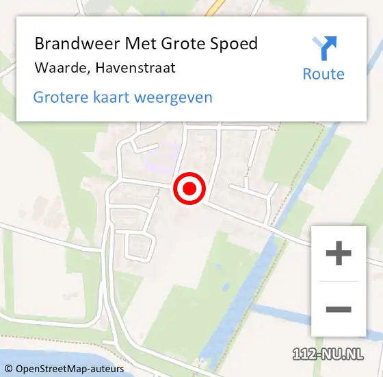 Locatie op kaart van de 112 melding: Brandweer Met Grote Spoed Naar Waarde, Havenstraat op 9 juli 2014 15:30