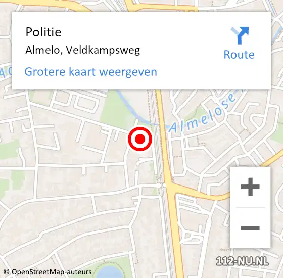 Locatie op kaart van de 112 melding: Politie Almelo, Veldkampsweg op 26 februari 2022 00:05