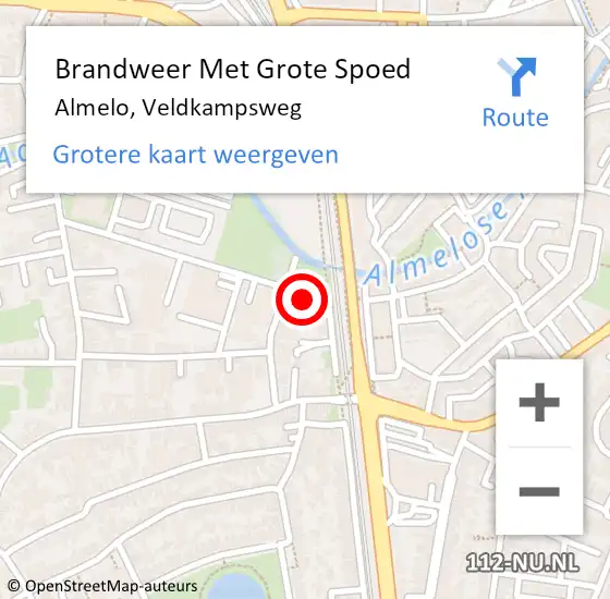 Locatie op kaart van de 112 melding: Brandweer Met Grote Spoed Naar Almelo, Veldkampsweg op 26 februari 2022 00:06