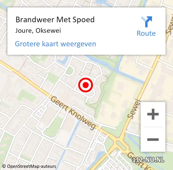 Locatie op kaart van de 112 melding: Brandweer Met Spoed Naar Joure, Oksewei op 26 februari 2022 00:09