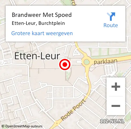 Locatie op kaart van de 112 melding: Brandweer Met Spoed Naar Etten-Leur, Burchtplein op 26 februari 2022 00:27