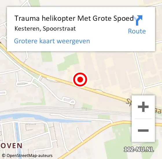 Locatie op kaart van de 112 melding: Trauma helikopter Met Grote Spoed Naar Kesteren, Spoorstraat op 26 februari 2022 01:34