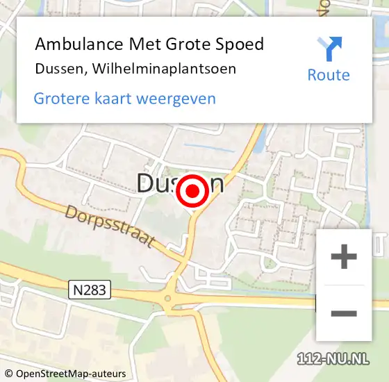 Locatie op kaart van de 112 melding: Ambulance Met Grote Spoed Naar Dussen, Wilhelminaplantsoen op 26 februari 2022 01:47