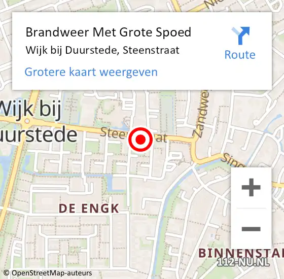 Locatie op kaart van de 112 melding: Brandweer Met Grote Spoed Naar Wijk bij Duurstede, Steenstraat op 26 februari 2022 01:49