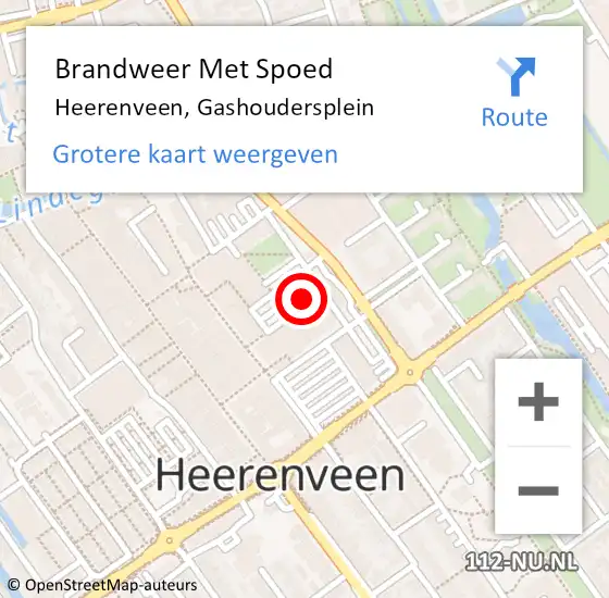 Locatie op kaart van de 112 melding: Brandweer Met Spoed Naar Heerenveen, Gashoudersplein op 26 februari 2022 02:26