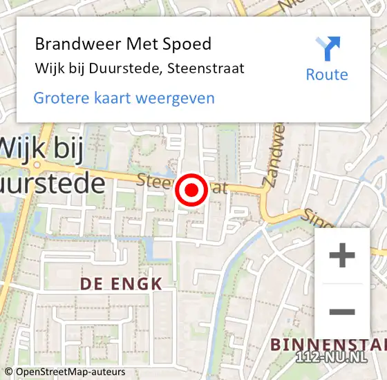 Locatie op kaart van de 112 melding: Brandweer Met Spoed Naar Wijk bij Duurstede, Steenstraat op 26 februari 2022 02:30