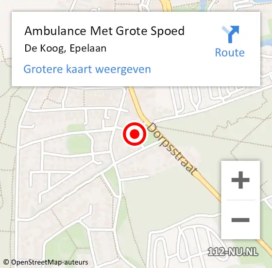 Locatie op kaart van de 112 melding: Ambulance Met Grote Spoed Naar De Koog, Epelaan op 26 februari 2022 02:50