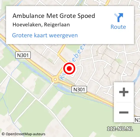 Locatie op kaart van de 112 melding: Ambulance Met Grote Spoed Naar Hoevelaken, Reigerlaan op 26 februari 2022 02:54