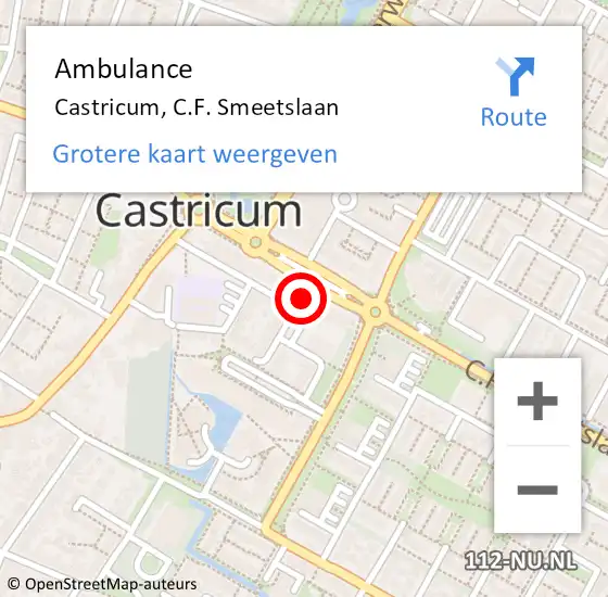 Locatie op kaart van de 112 melding: Ambulance Castricum, C.F. Smeetslaan op 26 februari 2022 03:03