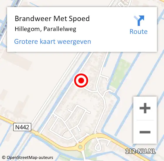 Locatie op kaart van de 112 melding: Brandweer Met Spoed Naar Hillegom, Parallelweg op 26 februari 2022 03:30