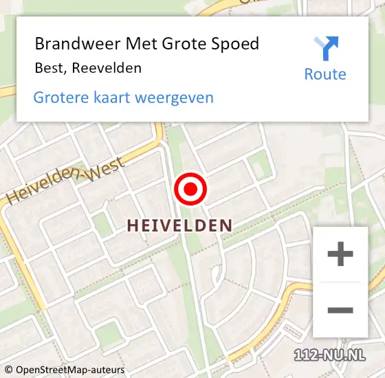 Locatie op kaart van de 112 melding: Brandweer Met Grote Spoed Naar Best, Reevelden op 26 februari 2022 03:37