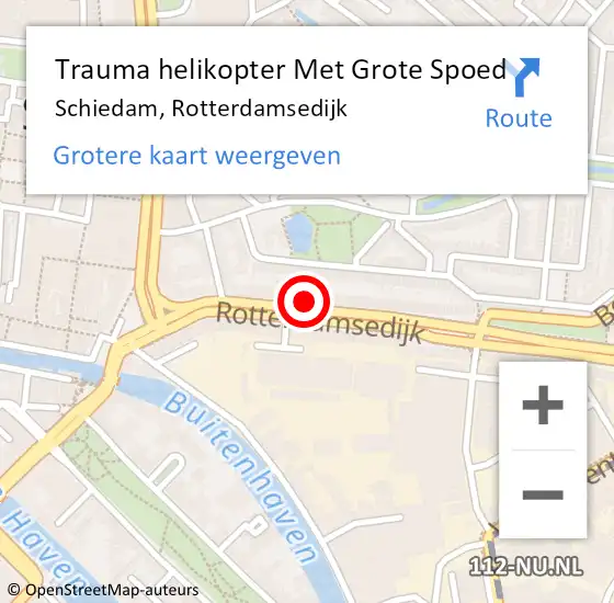 Locatie op kaart van de 112 melding: Trauma helikopter Met Grote Spoed Naar Schiedam, Rotterdamsedijk op 26 februari 2022 04:14