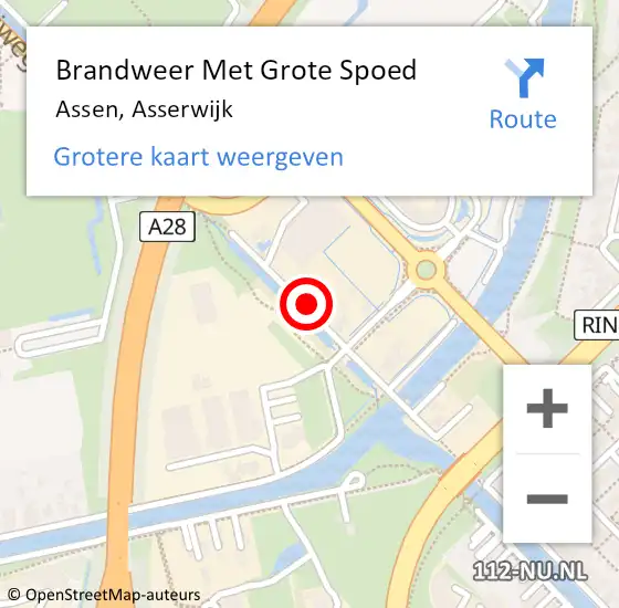 Locatie op kaart van de 112 melding: Brandweer Met Grote Spoed Naar Assen, Asserwijk op 26 februari 2022 05:52