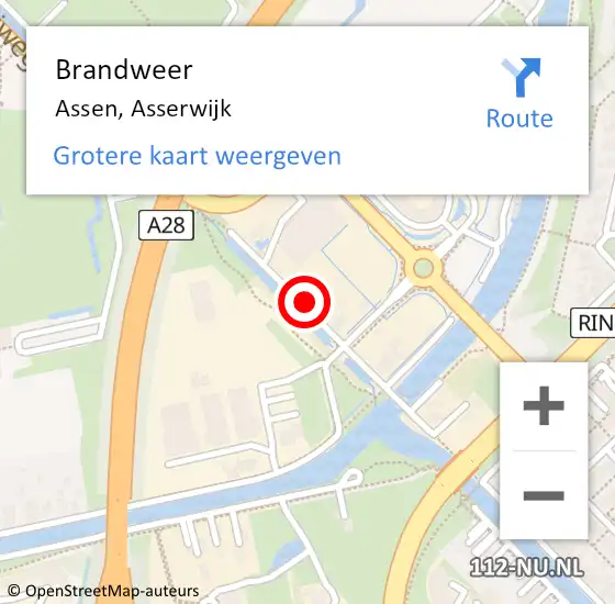 Locatie op kaart van de 112 melding: Brandweer Assen, Asserwijk op 26 februari 2022 05:57