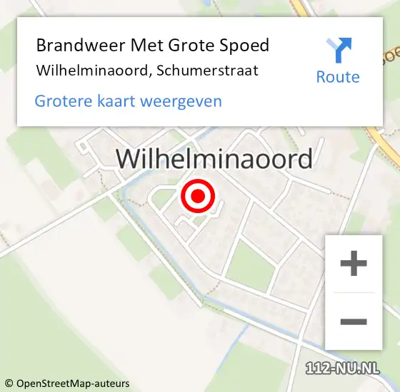 Locatie op kaart van de 112 melding: Brandweer Met Grote Spoed Naar Wilhelminaoord, Schumerstraat op 9 juli 2014 15:45