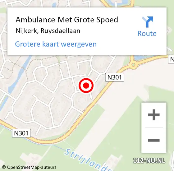 Locatie op kaart van de 112 melding: Ambulance Met Grote Spoed Naar Nijkerk, Ruysdaellaan op 26 februari 2022 06:24