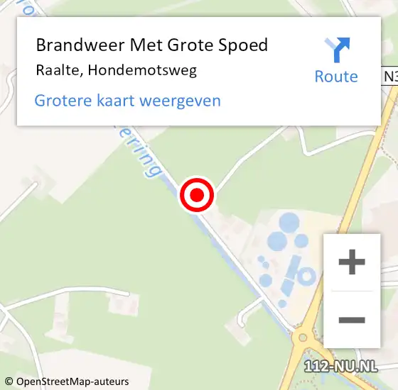 Locatie op kaart van de 112 melding: Brandweer Met Grote Spoed Naar Raalte, Hondemotsweg op 26 februari 2022 06:40