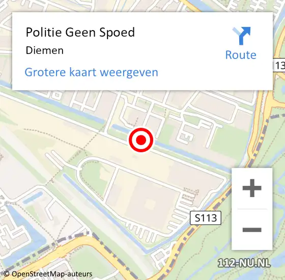 Locatie op kaart van de 112 melding: Politie Geen Spoed Naar Diemen op 26 februari 2022 06:41