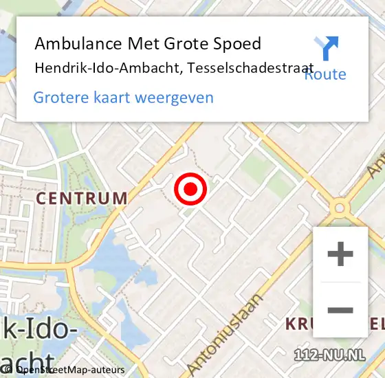 Locatie op kaart van de 112 melding: Ambulance Met Grote Spoed Naar Hendrik-Ido-Ambacht, Tesselschadestraat op 26 februari 2022 07:12