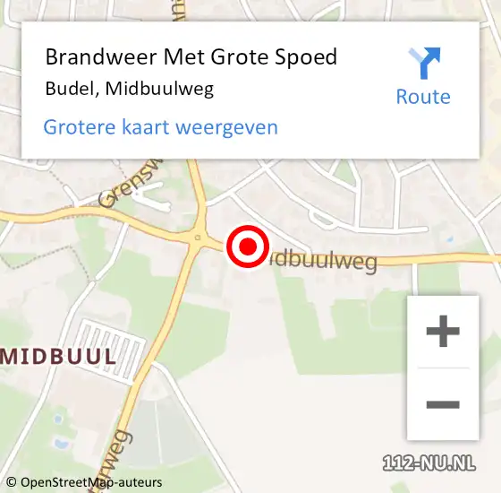 Locatie op kaart van de 112 melding: Brandweer Met Grote Spoed Naar Budel, Midbuulweg op 26 februari 2022 07:22