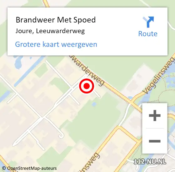 Locatie op kaart van de 112 melding: Brandweer Met Spoed Naar Joure, Leeuwarderweg op 9 juli 2014 15:49