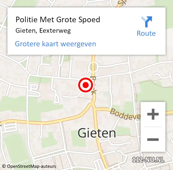 Locatie op kaart van de 112 melding: Politie Met Grote Spoed Naar Gieten, Eexterweg op 26 februari 2022 07:52