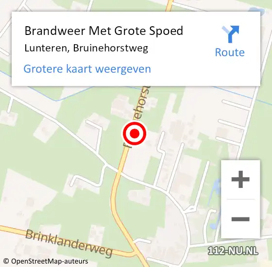 Locatie op kaart van de 112 melding: Brandweer Met Grote Spoed Naar Lunteren, Bruinehorstweg op 26 februari 2022 07:58