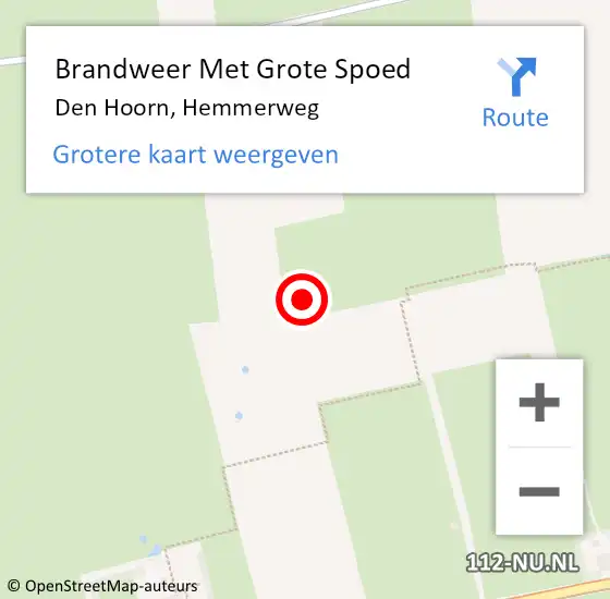 Locatie op kaart van de 112 melding: Brandweer Met Grote Spoed Naar Den Hoorn, Hemmerweg op 26 februari 2022 08:02
