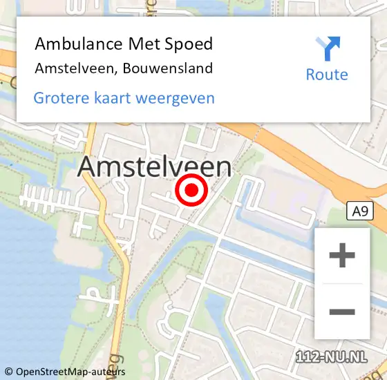 Locatie op kaart van de 112 melding: Ambulance Met Spoed Naar Amstelveen, Bouwensland op 26 februari 2022 08:32