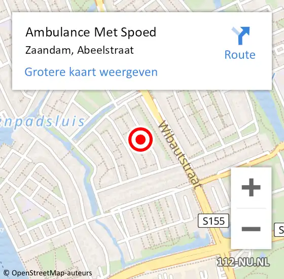 Locatie op kaart van de 112 melding: Ambulance Met Spoed Naar Zaandam, Abeelstraat op 26 februari 2022 08:47