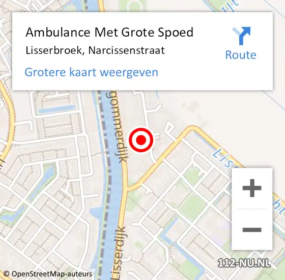 Locatie op kaart van de 112 melding: Ambulance Met Grote Spoed Naar Lisserbroek, Narcissenstraat op 26 februari 2022 08:59