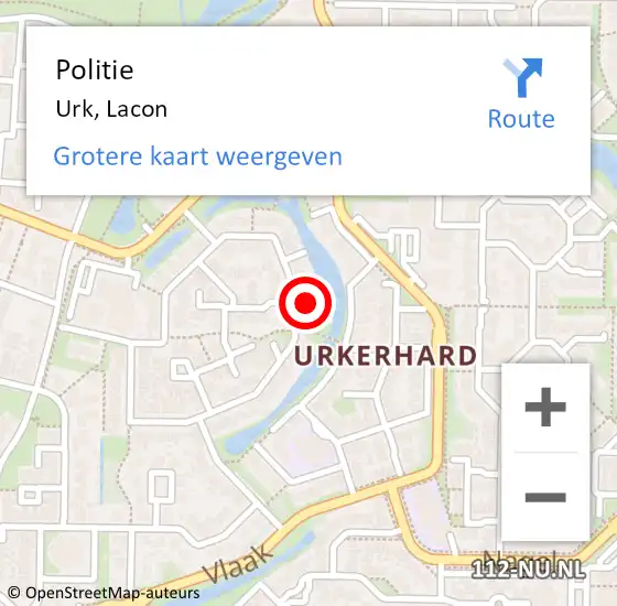 Locatie op kaart van de 112 melding: Politie Urk, Lacon op 26 februari 2022 09:02