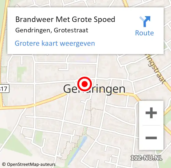 Locatie op kaart van de 112 melding: Brandweer Met Grote Spoed Naar Gendringen, Grotestraat op 26 februari 2022 09:15