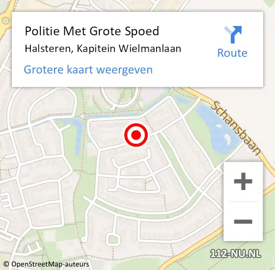 Locatie op kaart van de 112 melding: Politie Met Grote Spoed Naar Halsteren, Kapitein Wielmanlaan op 26 februari 2022 09:16