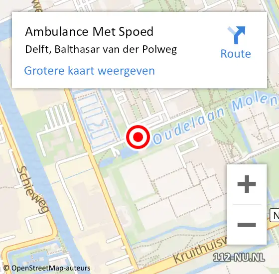 Locatie op kaart van de 112 melding: Ambulance Met Spoed Naar Delft, Balthasar van der Polweg op 26 februari 2022 09:30