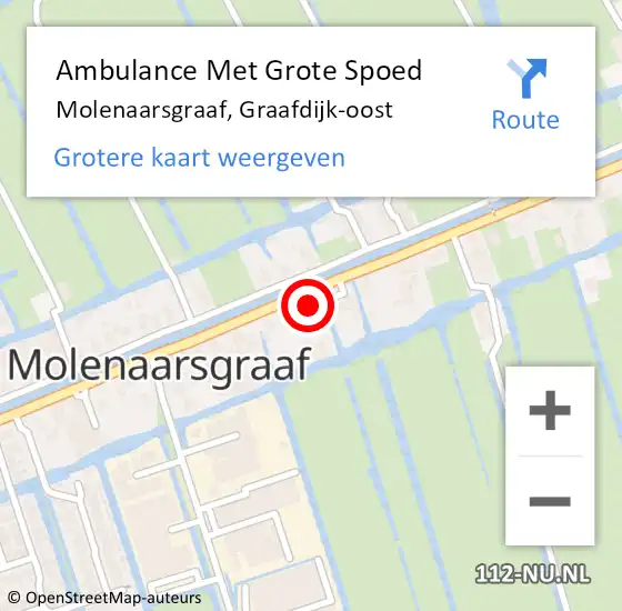 Locatie op kaart van de 112 melding: Ambulance Met Grote Spoed Naar Molenaarsgraaf, Graafdijk-oost op 26 februari 2022 09:37