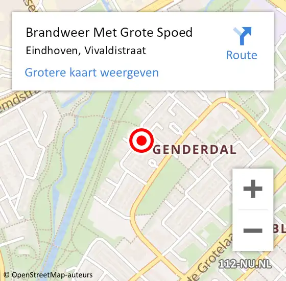 Locatie op kaart van de 112 melding: Brandweer Met Grote Spoed Naar Eindhoven, Vivaldistraat op 26 februari 2022 09:50