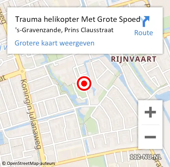 Locatie op kaart van de 112 melding: Trauma helikopter Met Grote Spoed Naar 's-Gravenzande, Prins Clausstraat op 26 februari 2022 09:55