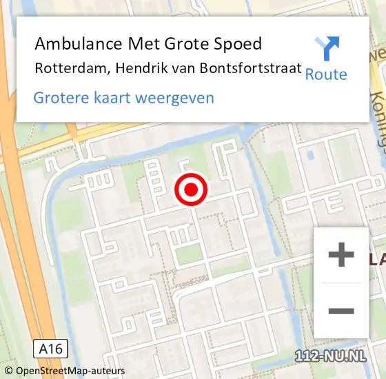 Locatie op kaart van de 112 melding: Ambulance Met Grote Spoed Naar Rotterdam, Hendrik van Bontsfortstraat op 26 februari 2022 10:00