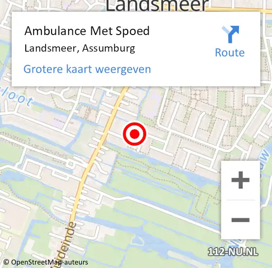 Locatie op kaart van de 112 melding: Ambulance Met Spoed Naar Landsmeer, Assumburg op 26 februari 2022 10:01