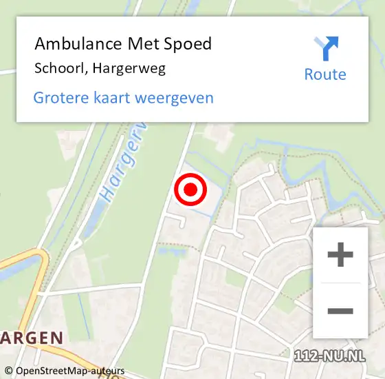 Locatie op kaart van de 112 melding: Ambulance Met Spoed Naar Schoorl, Hargerweg op 26 februari 2022 10:09
