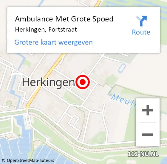 Locatie op kaart van de 112 melding: Ambulance Met Grote Spoed Naar Herkingen, Fortstraat op 26 februari 2022 10:09