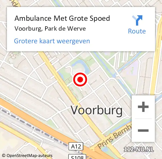 Locatie op kaart van de 112 melding: Ambulance Met Grote Spoed Naar Voorburg, Park de Werve op 26 februari 2022 10:23