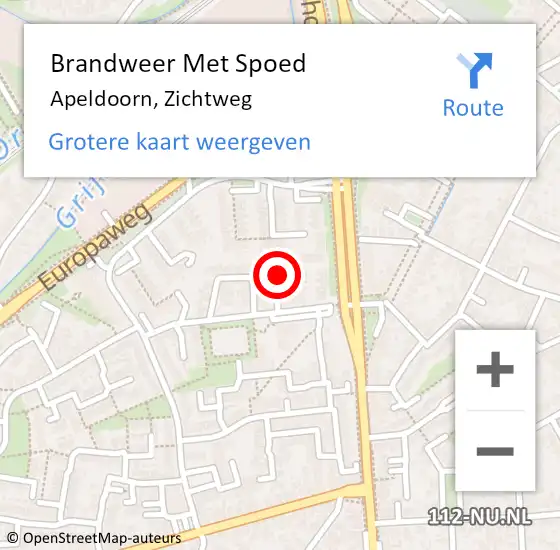 Locatie op kaart van de 112 melding: Brandweer Met Spoed Naar Apeldoorn, Zichtweg op 26 februari 2022 10:26