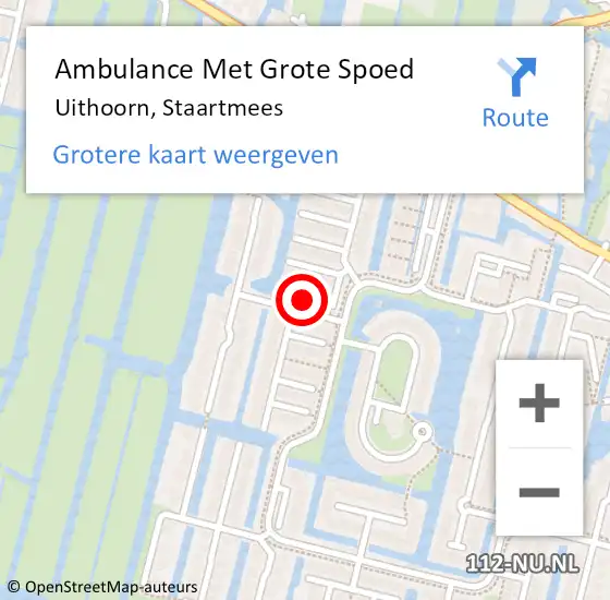 Locatie op kaart van de 112 melding: Ambulance Met Grote Spoed Naar Uithoorn, Staartmees op 26 februari 2022 10:26