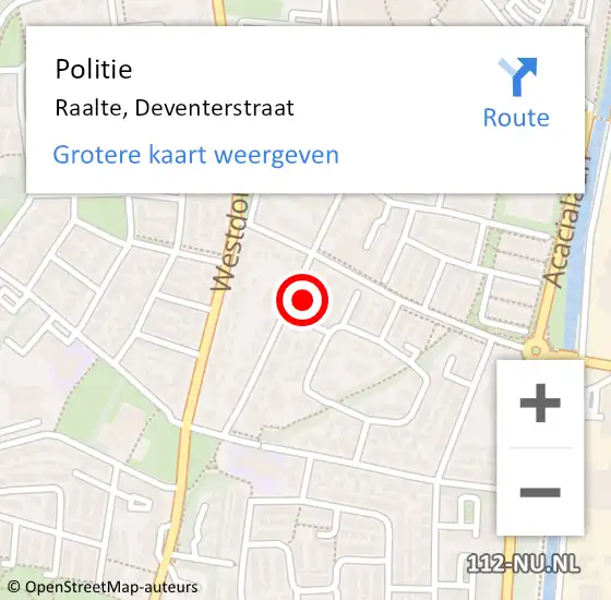 Locatie op kaart van de 112 melding: Politie Raalte, Deventerstraat op 26 februari 2022 10:29